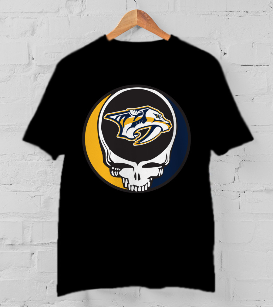 Nashville Predators Logo With Grateful Dead Skull Design For Fans T-Shirt
