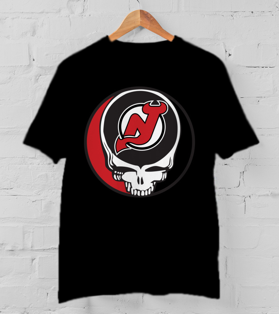 Grateful Dead Skull With New Jersey Devils Logo For Fans T-Shirt
