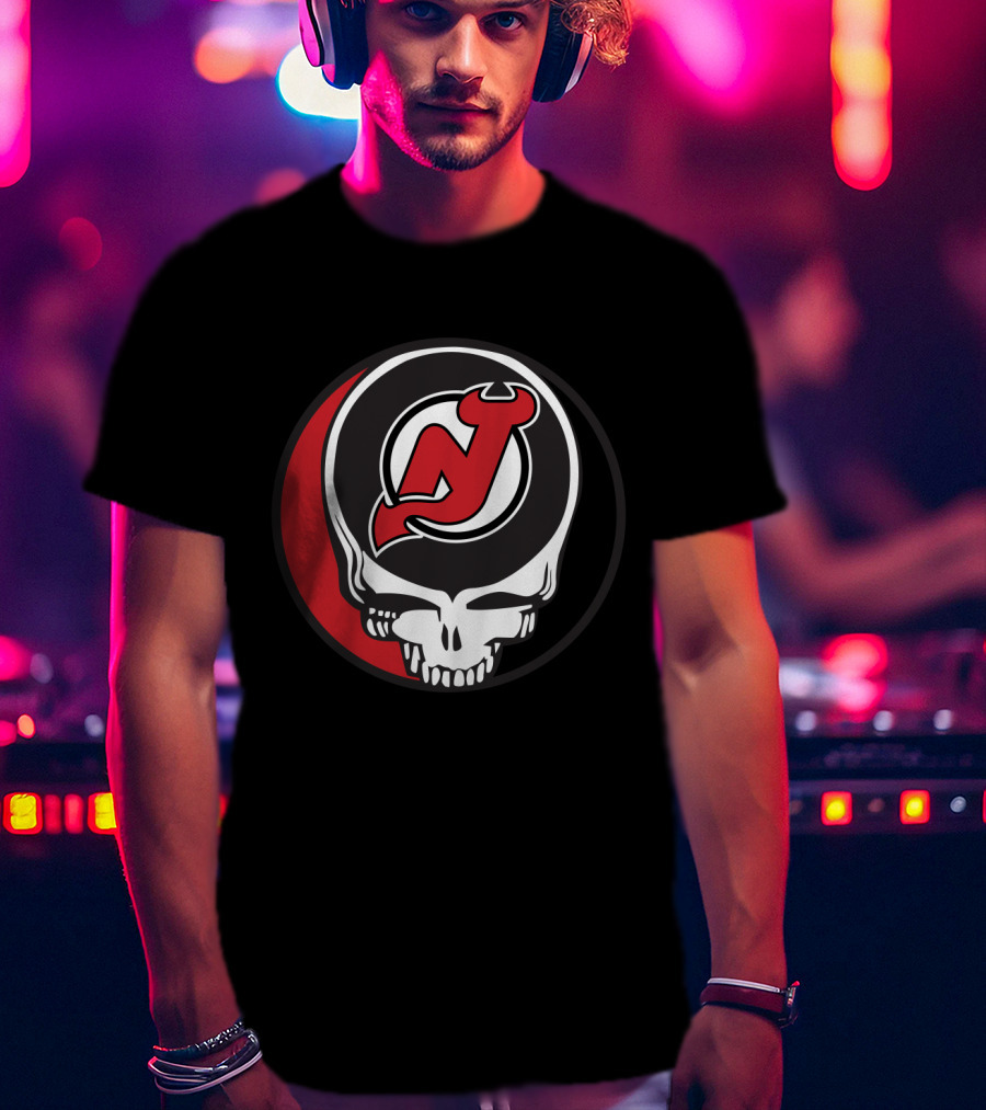 Grateful Dead Skull With New Jersey Devils Logo For Fans T-Shirt