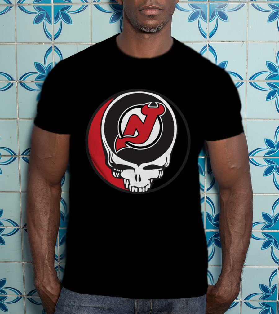 Grateful Dead Skull With New Jersey Devils Logo For Fans T-Shirt