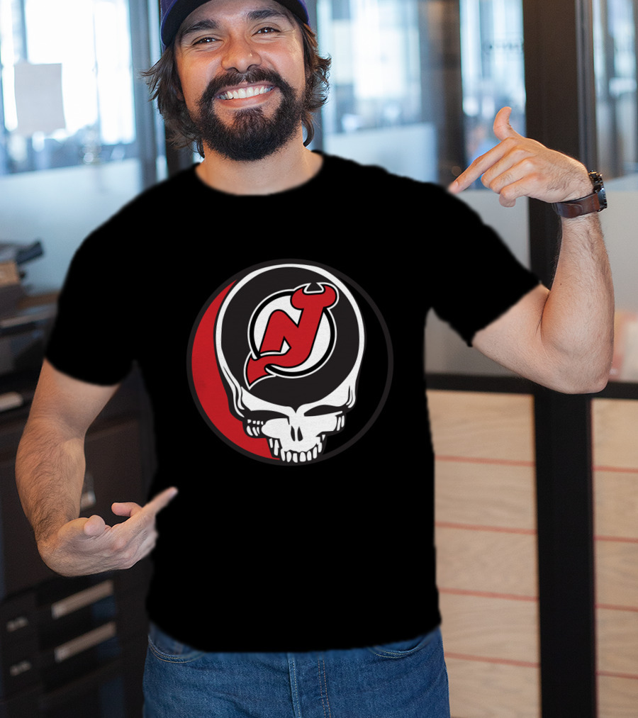 Grateful Dead Skull With New Jersey Devils Logo For Fans T-Shirt