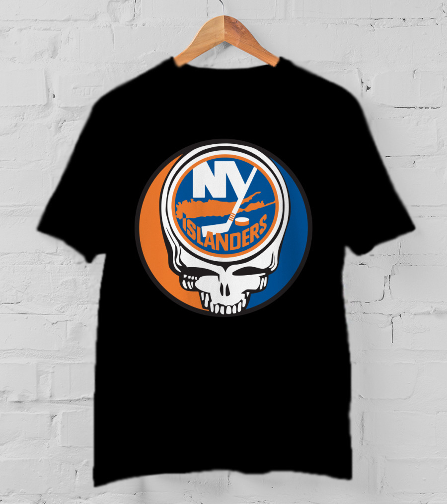 New York Islanders Grateful Dead Skull Logo Mashup T-Shirt