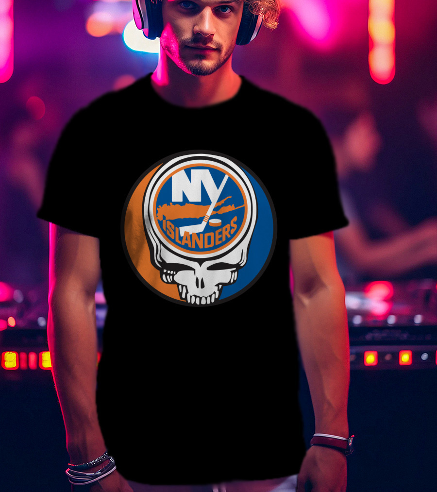 New York Islanders Grateful Dead Skull Logo Mashup T-Shirt
