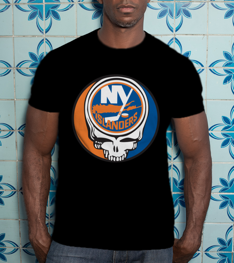 New York Islanders Grateful Dead Skull Logo Mashup T-Shirt