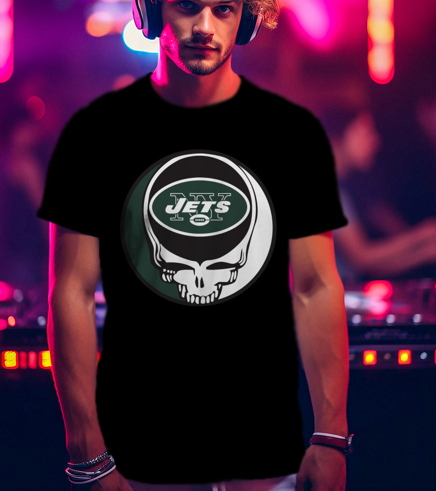Grateful Dead Skull With New York Jets T-Shirt