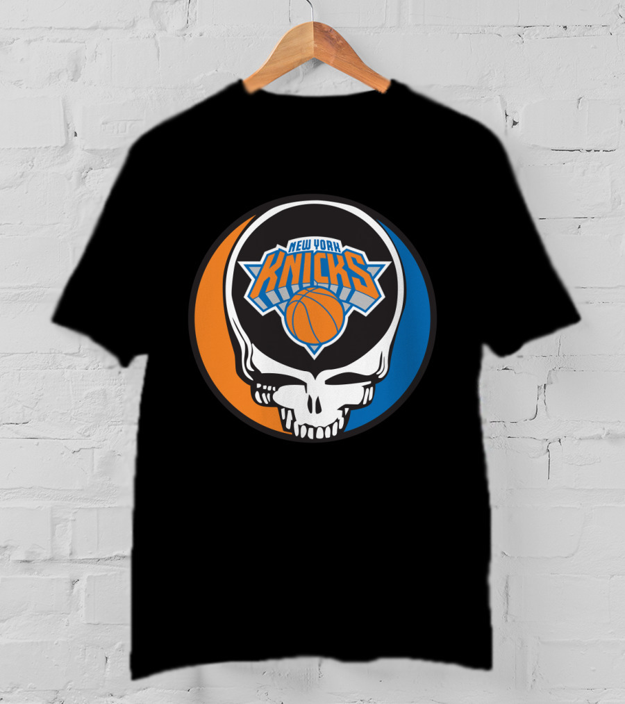 New York Knicks Grateful Dead Skull Basketball Fusion T-Shirt