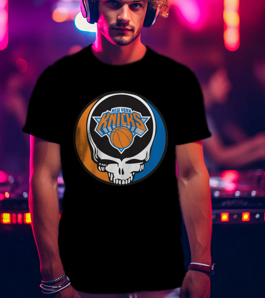 New York Knicks Grateful Dead Skull Basketball Fusion T-Shirt