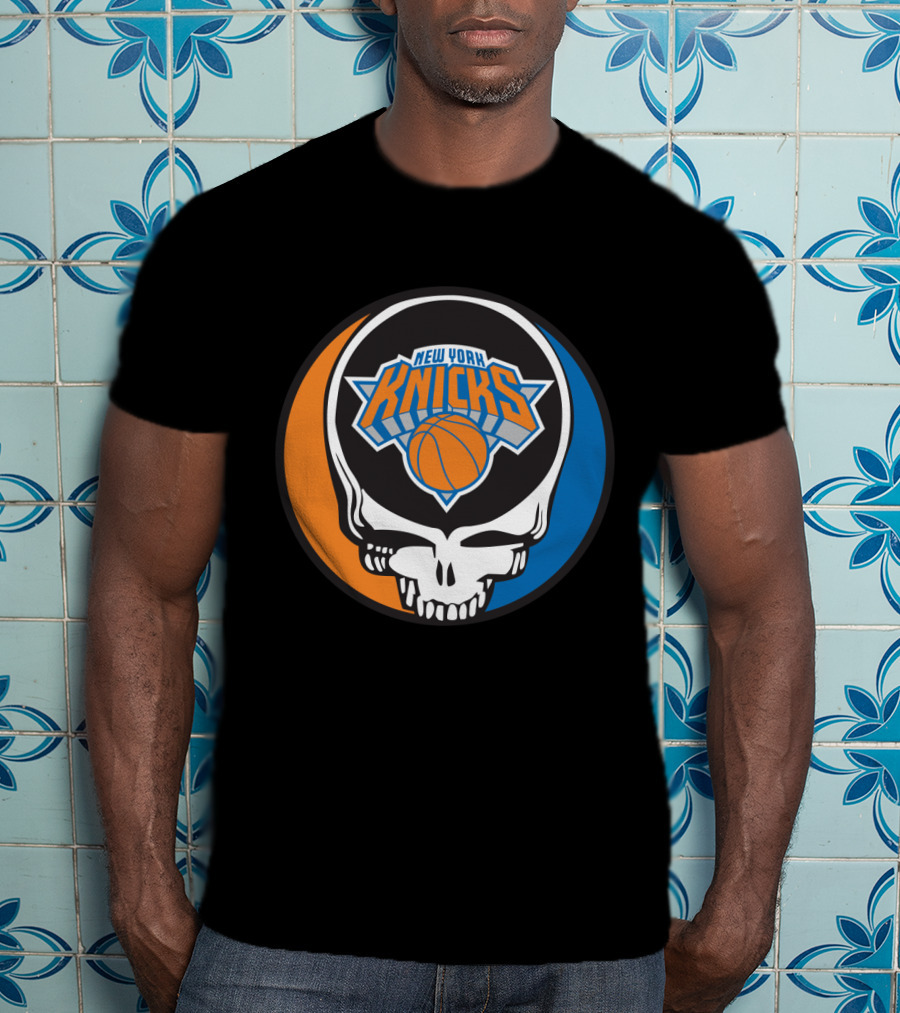 New York Knicks Grateful Dead Skull Basketball Fusion T-Shirt
