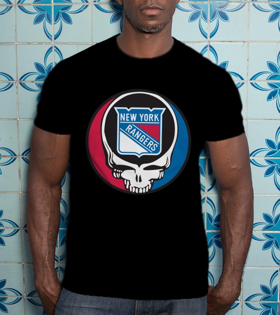 New York Rangers Grateful Dead Steal Your Face Skull Logo Fan T-Shirt