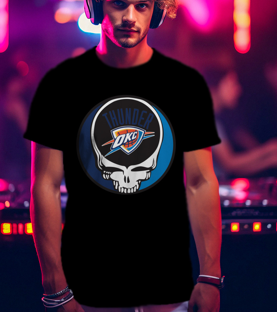 Thunder Okc Basketball Skull Icon For Grateful Dead Oklahoma City Fans T-Shirt