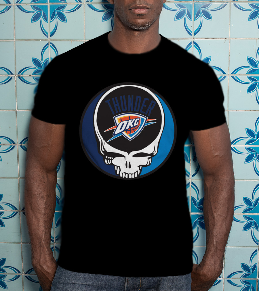 Thunder Okc Basketball Skull Icon For Grateful Dead Oklahoma City Fans T-Shirt