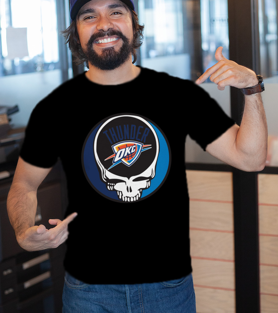 Thunder Okc Basketball Skull Icon For Grateful Dead Oklahoma City Fans T-Shirt