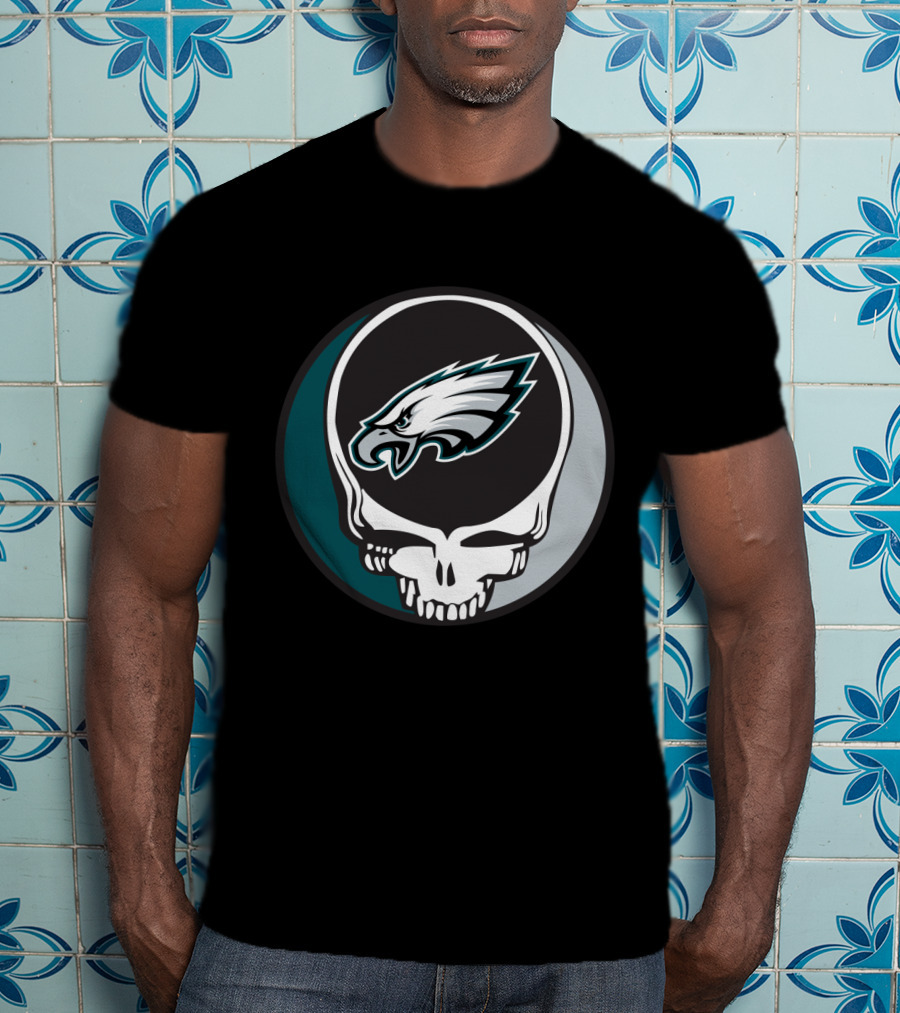 Grateful Dead Philadelphia Eagles Skull Logo Fusion T-Shirt