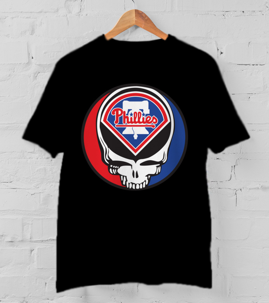 Philadelphia Phillies Grateful Dead Mashup Skull T-Shirt