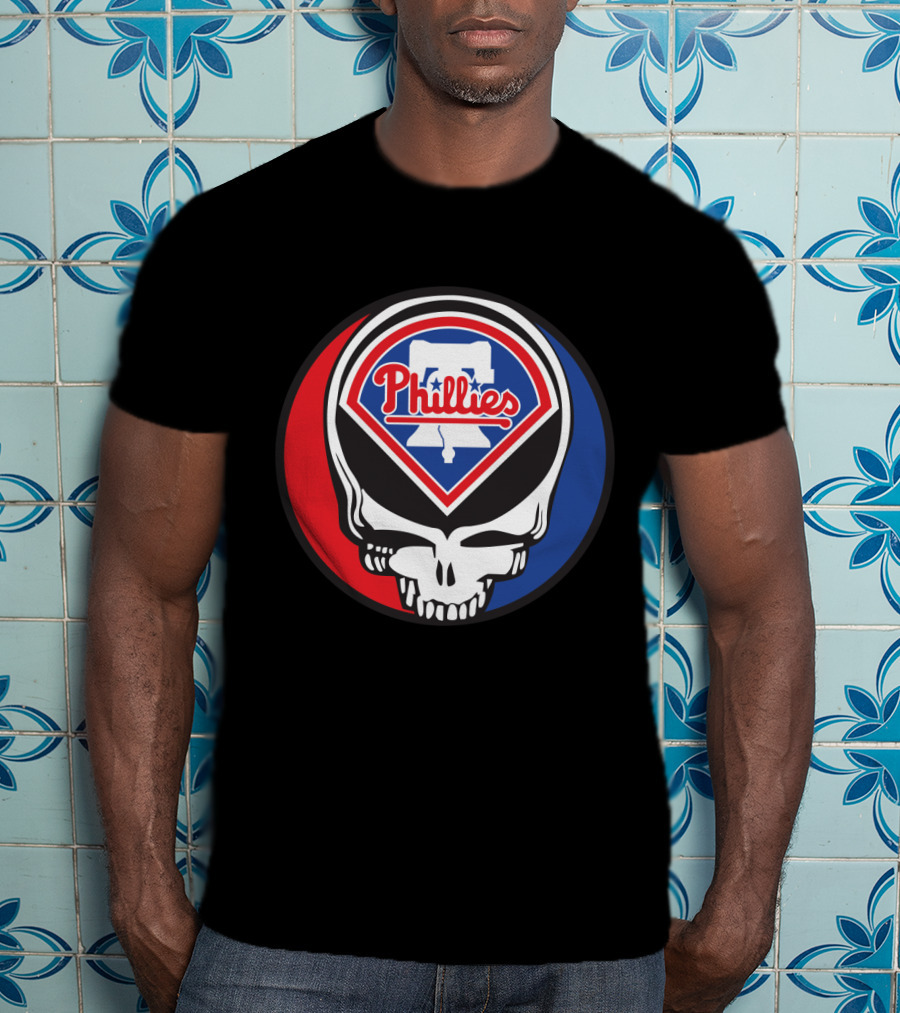 Philadelphia Phillies Grateful Dead Mashup Skull T-Shirt