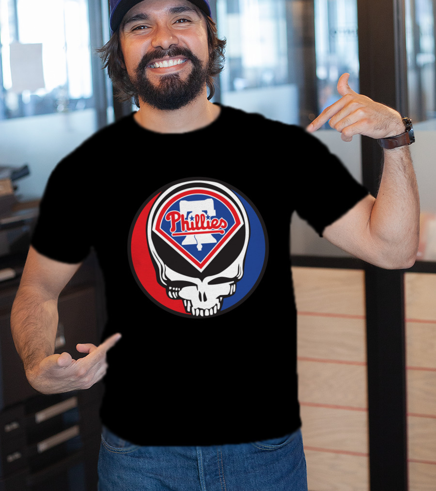 Philadelphia Phillies Grateful Dead Mashup Skull T-Shirt