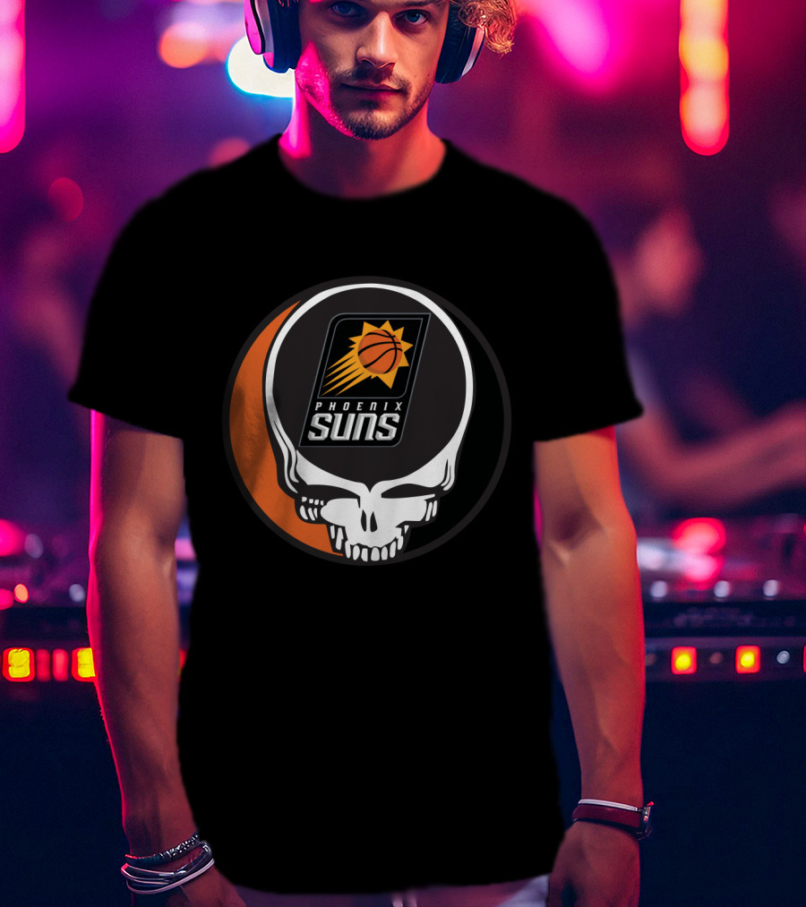 Grateful Dead Skull With Phoenix Suns Basketball T-Shirt