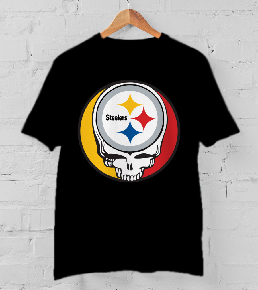 Steelers Logo In Grateful Dead Skull Mashup For Pittsburgh Fans T-Shirt