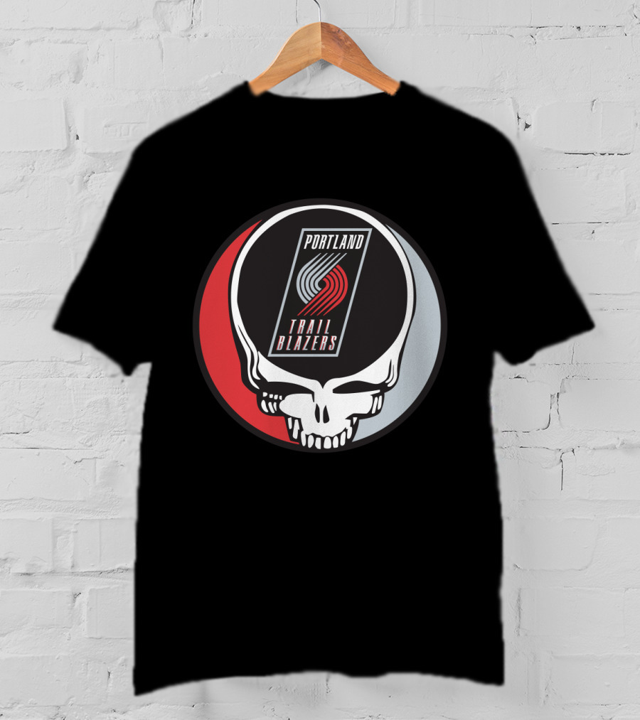 Portland Trail Blazers In Grateful Dead Skull T-Shirt