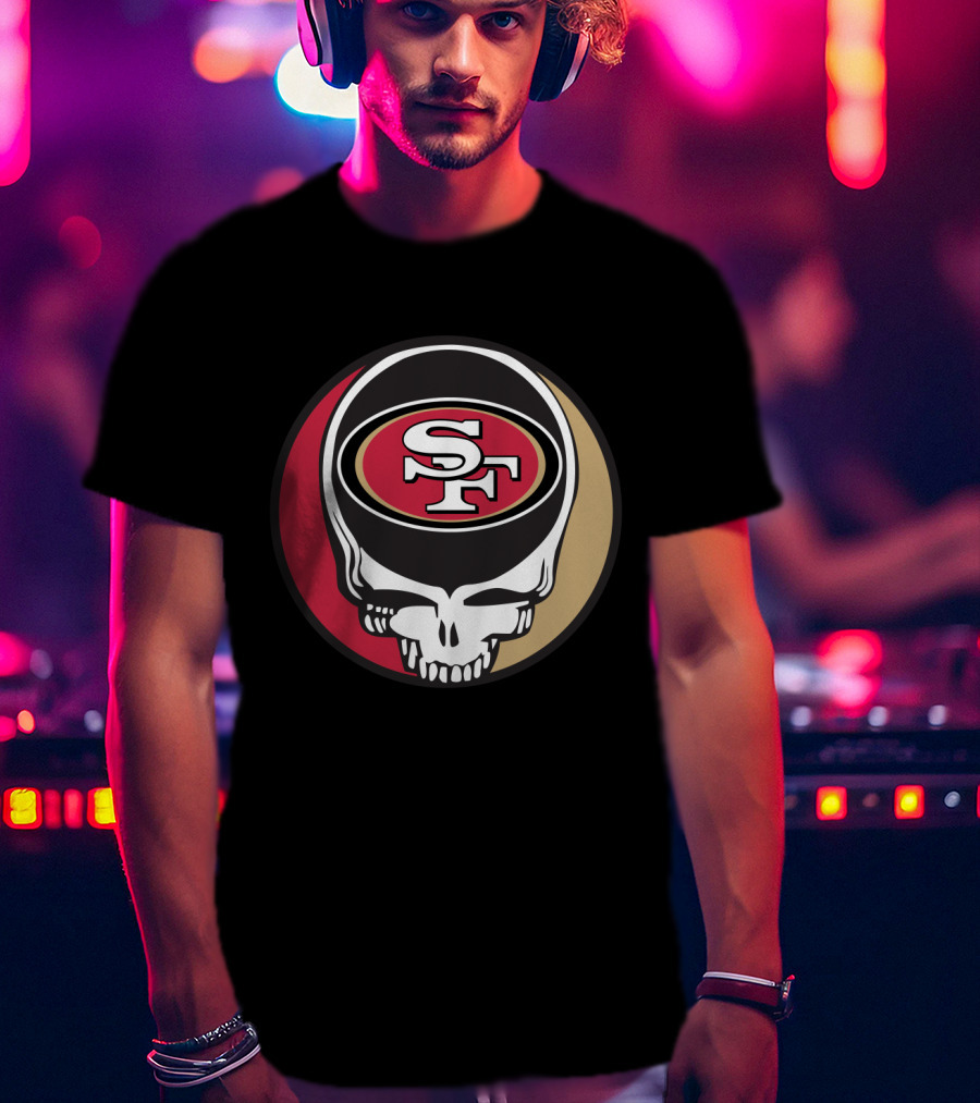 Grateful Dead Skull With San Francisco 49ers Sf Logo For Fans T-Shirt