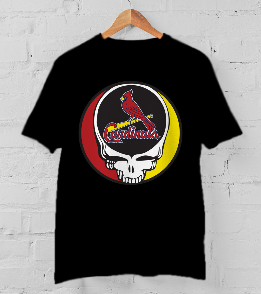 Grateful Dead Skull Design With St. Louis Cardinals Logo For Fans T-Shirt