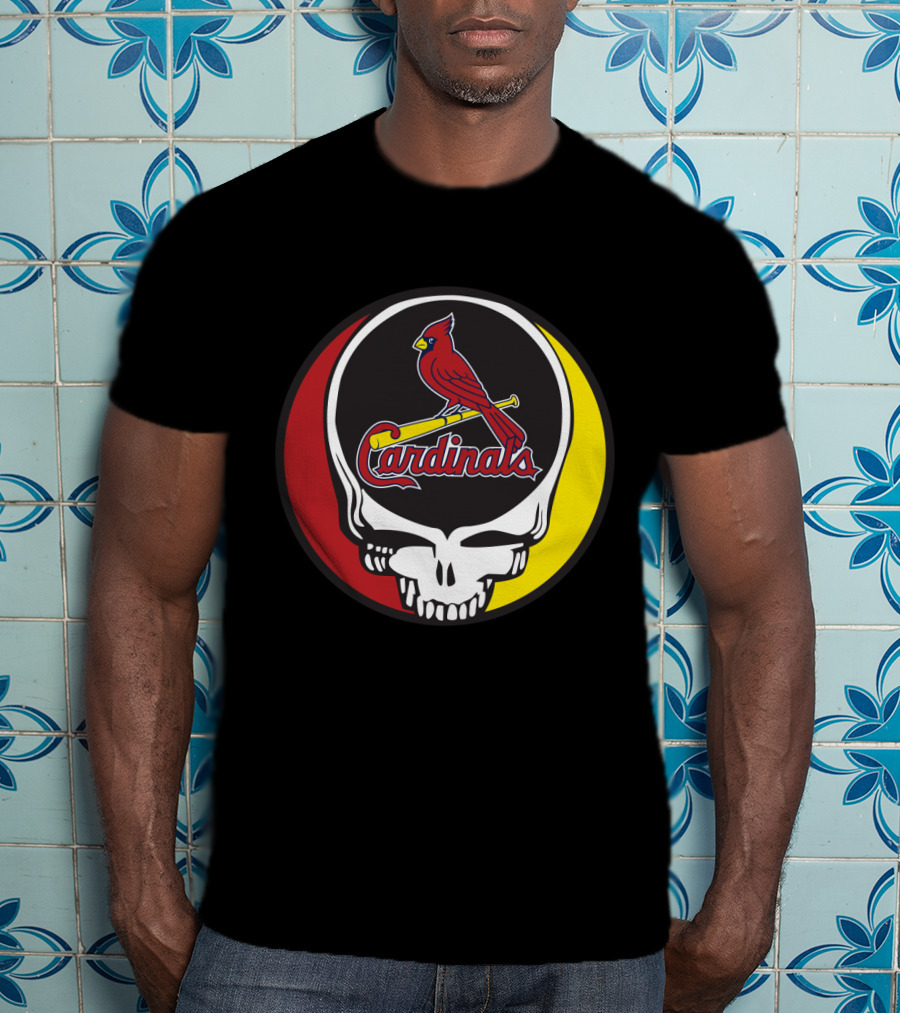 Grateful Dead Skull Design With St. Louis Cardinals Logo For Fans T-Shirt