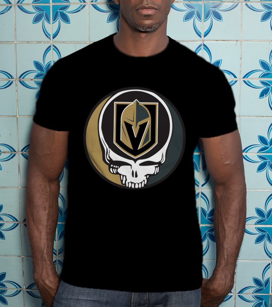 Grateful Dead Skull With Vegas Golden Knights Helmet T-Shirt