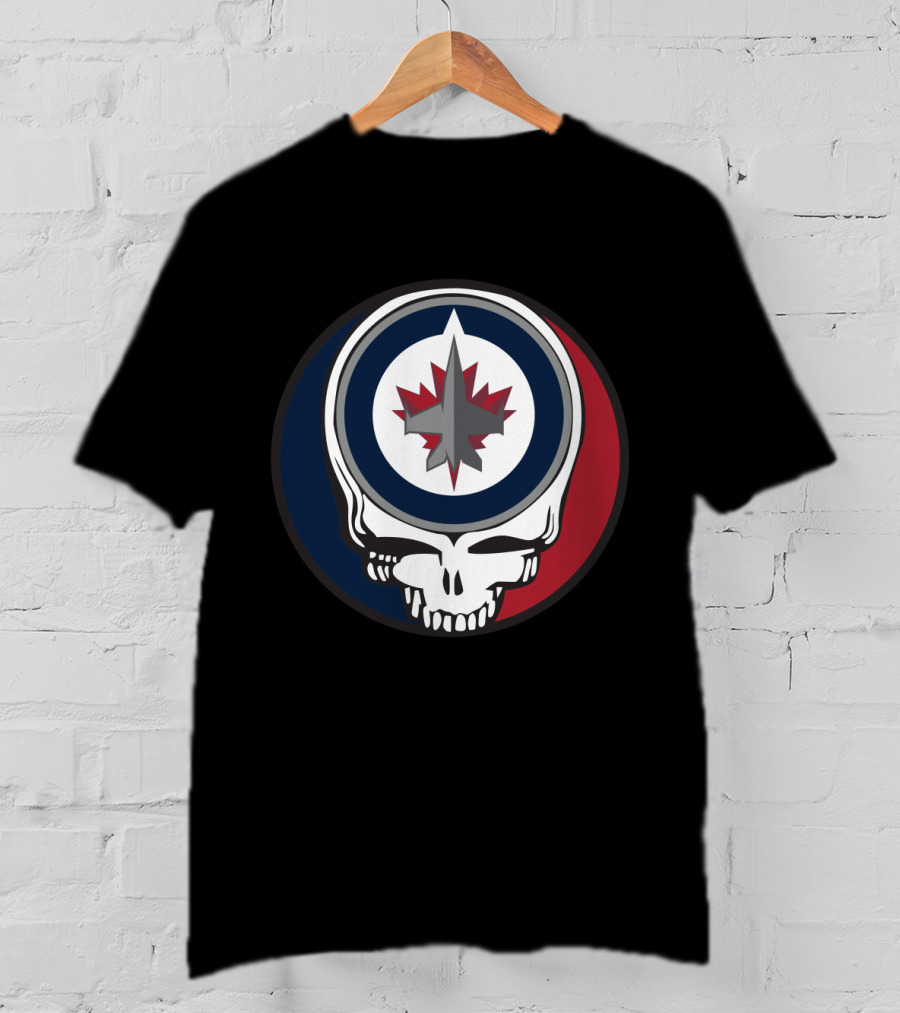 Grateful Dead Skull With Winnipeg Jets Logo For Fans T-Shirt