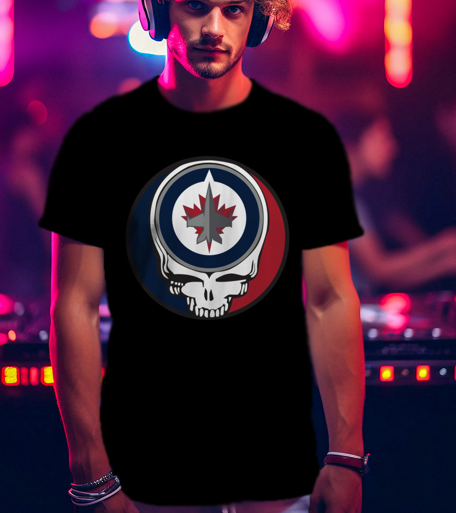 Grateful Dead Skull With Winnipeg Jets Logo For Fans T-Shirt