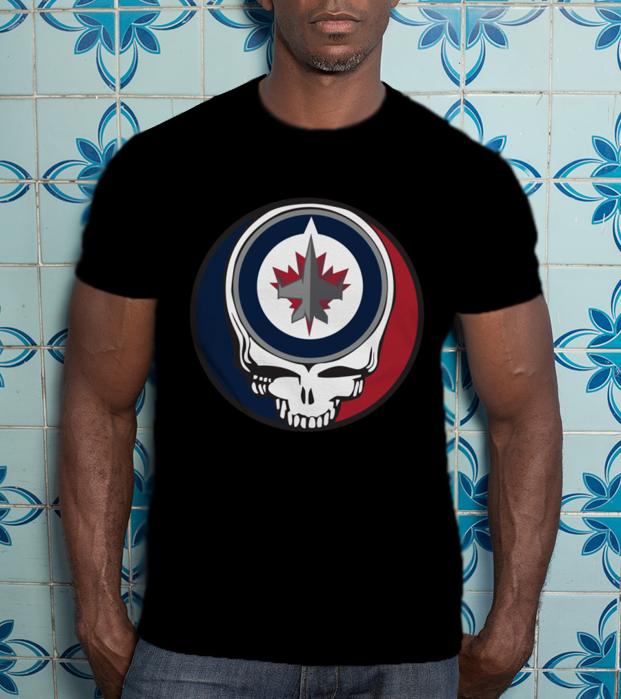 Grateful Dead Skull With Winnipeg Jets Logo For Fans T-Shirt