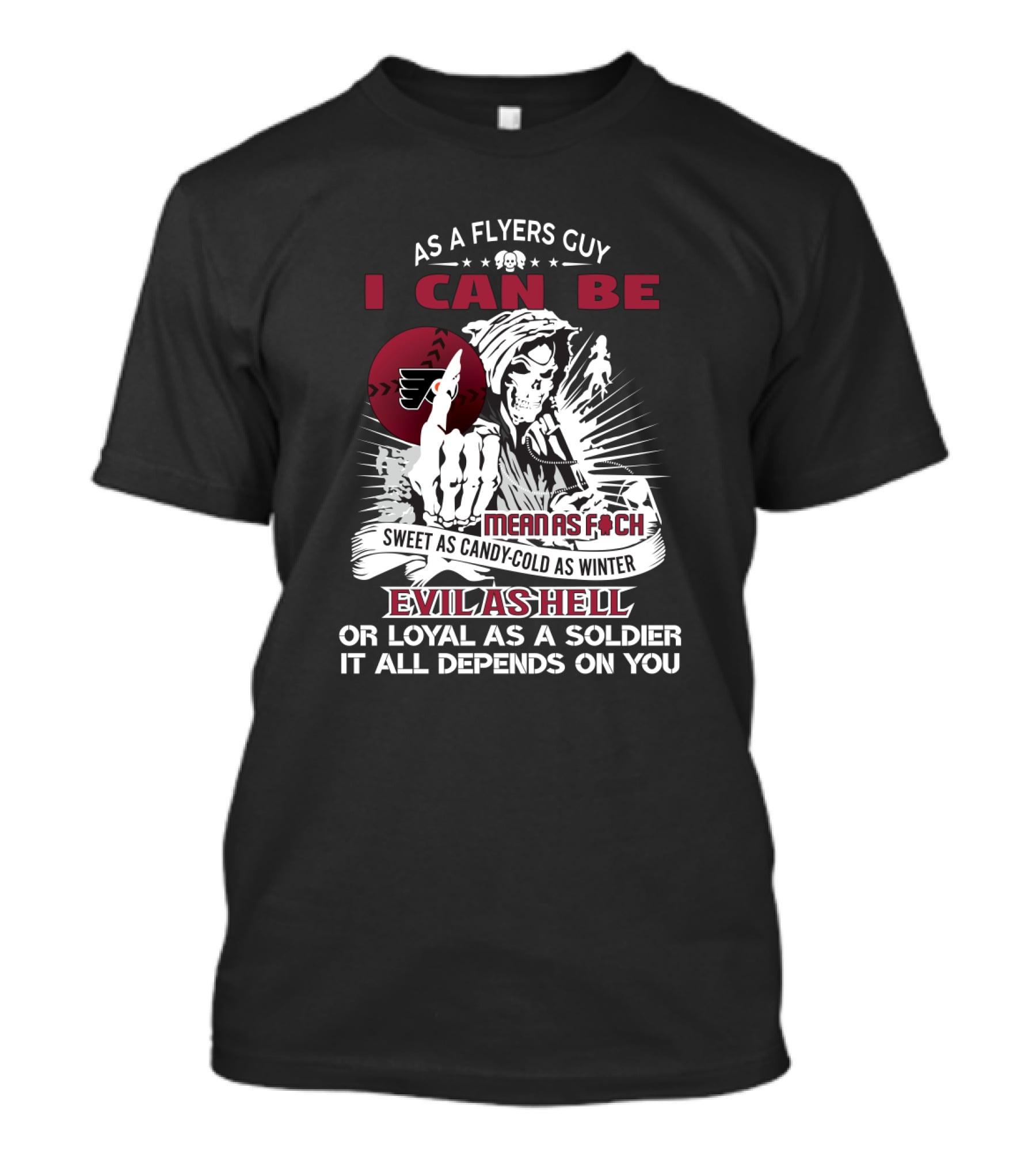 Philadelphia Flyers Fan: Grim Reaper Loyalty Or Evil, Depends On You T-Shirt