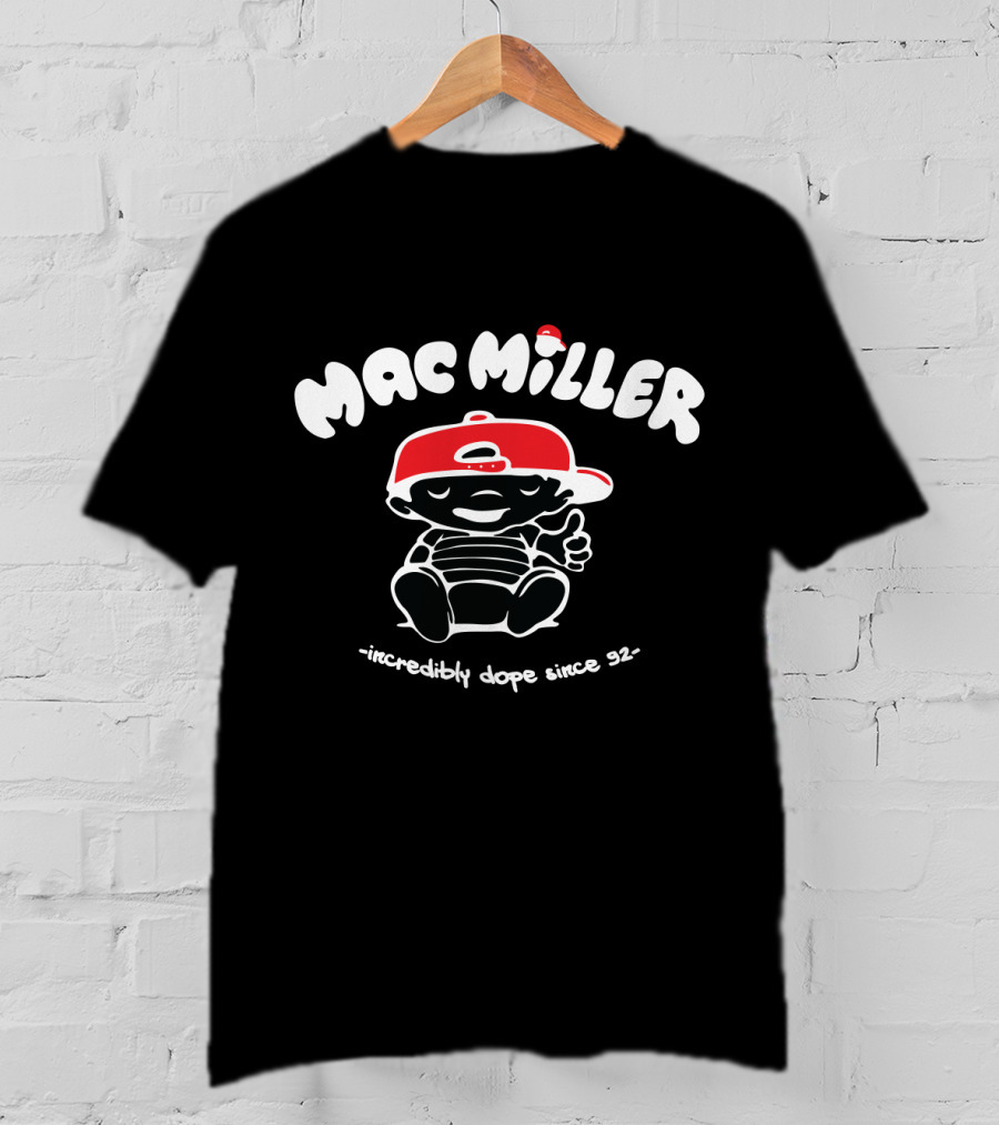 Mac Miller Incredibly Dope Since 92 Red Cap Cartoon Character T-Shirt