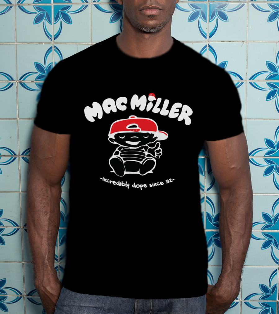 Mac Miller Incredibly Dope Since 92 Red Cap Cartoon Character T-Shirt