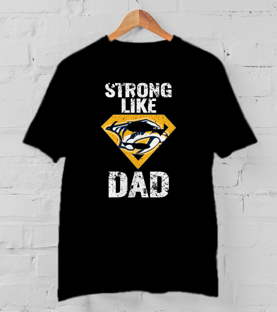 Strong Like Dad Nashville Predators Logo Super Dad Emblem T-Shirt