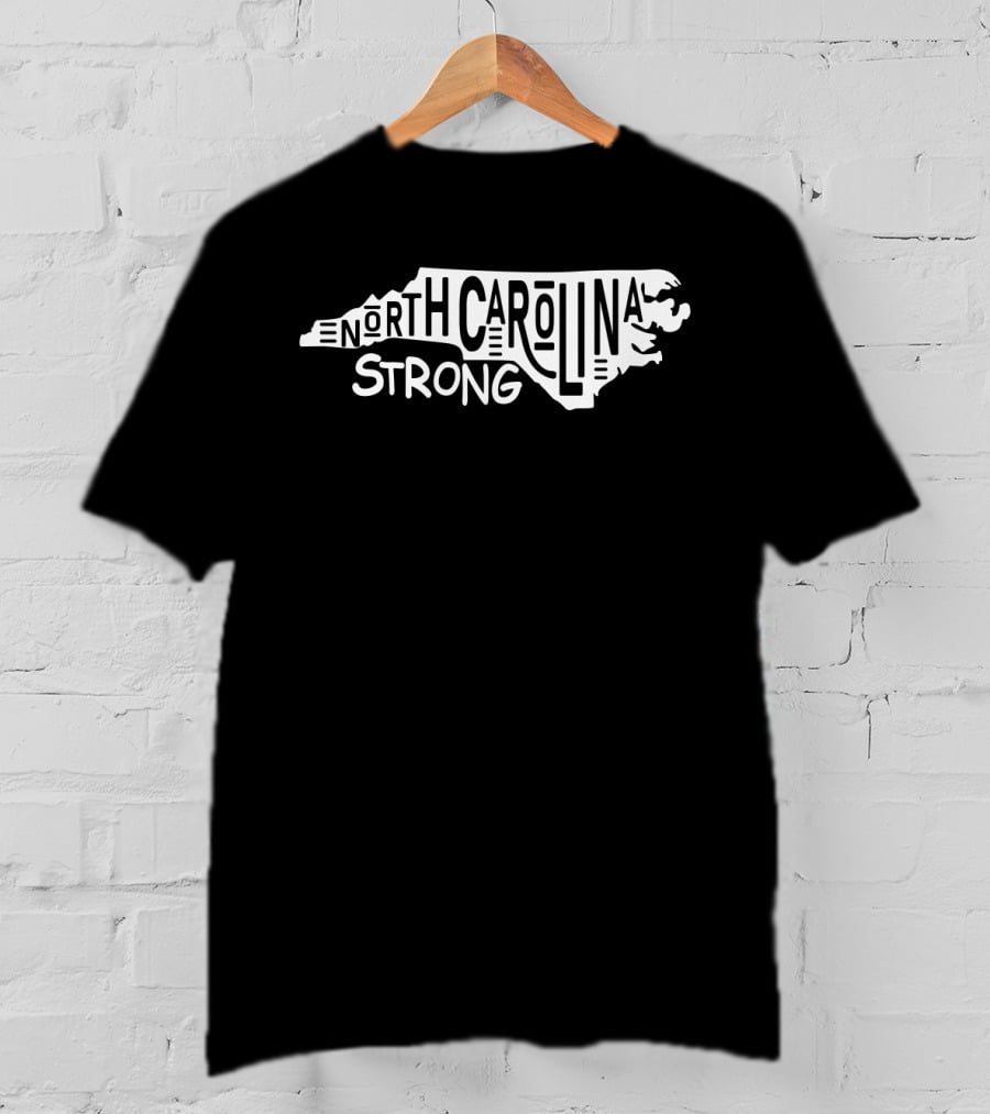 North Carolina Strong State Outline Typography T-Shirt