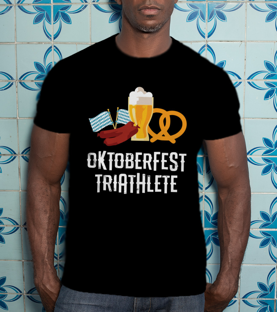 Oktoberfest Triathlete Sausage Beer Pretzel Flags T-Shirt