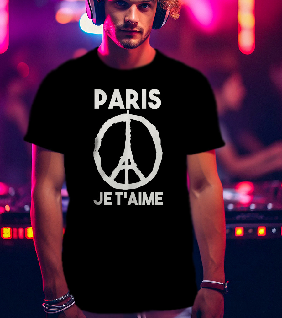 Paris Je T'aime Peace Symbol Eiffel Tower Integration T-Shirt