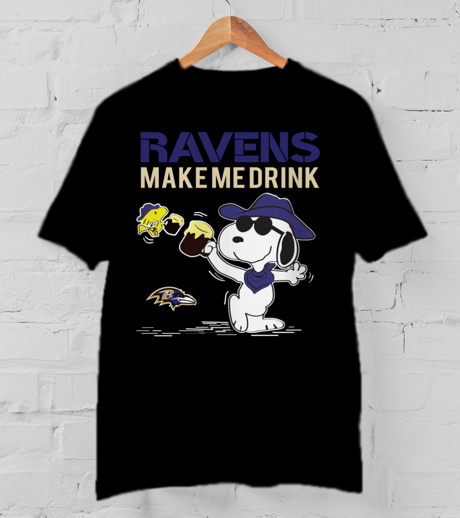 Ravens Make Me Drink Snoopy Baltimore Ravens Fans T-Shirt