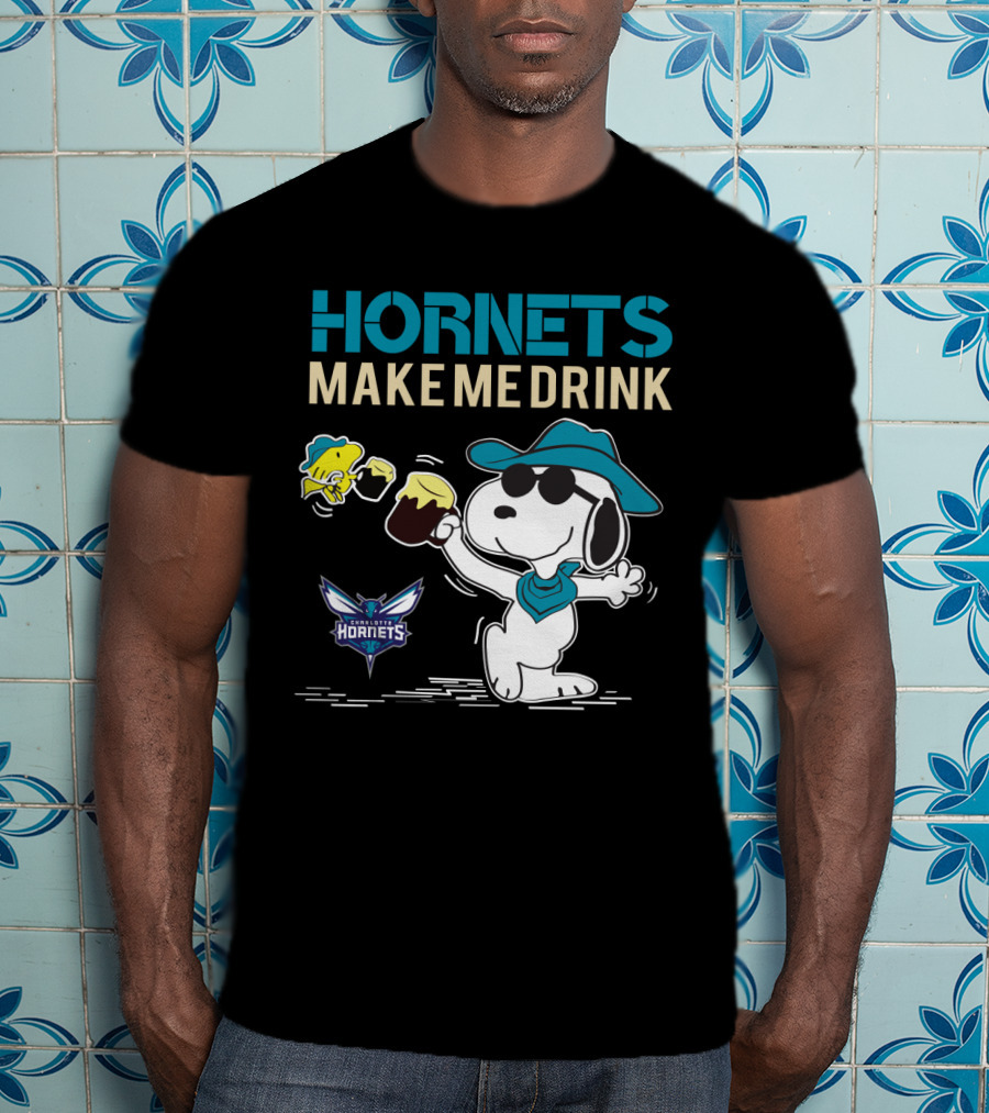 Hornets Make Me Drink Charlotte Hornets Snoopy Peanuts T-Shirt