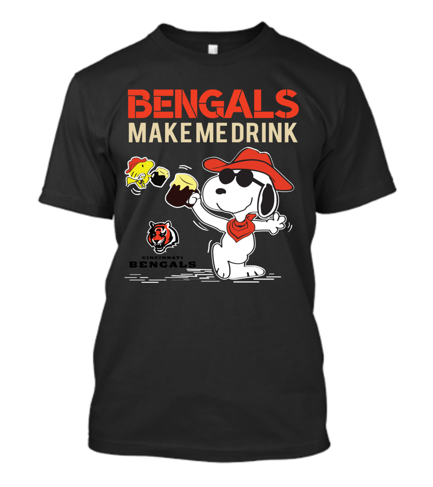 Bengals Make Me Drink Snoopy Cincinnati Bengals Football Fan T-Shirt