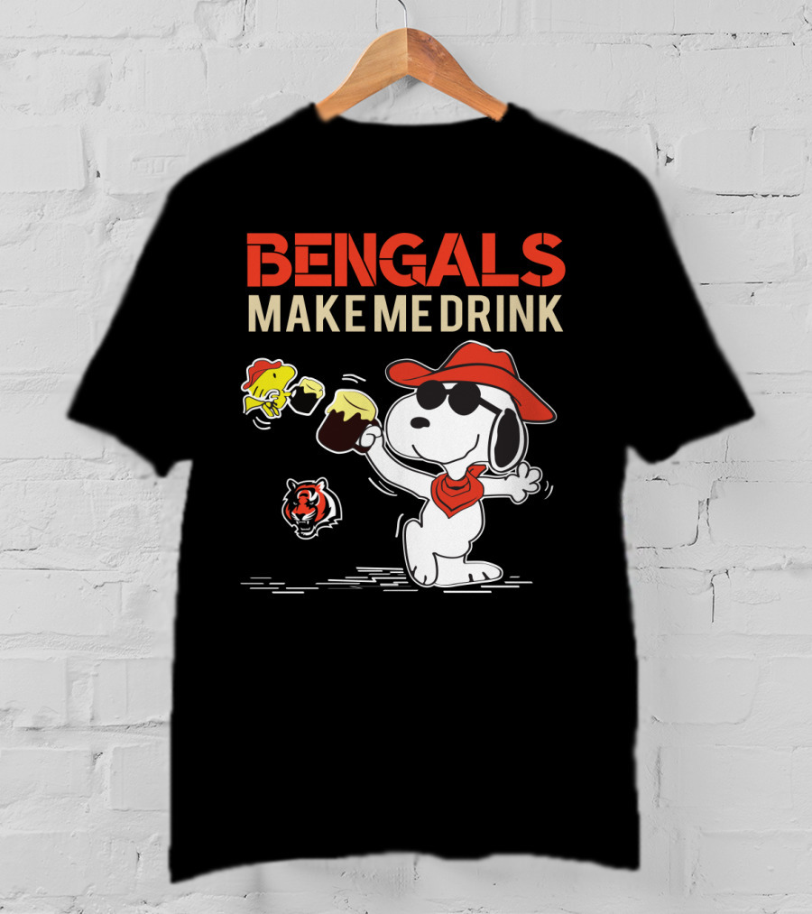 Bengals Make Me Drink Snoopy Cincinnati Bengals Football Fan T-Shirt