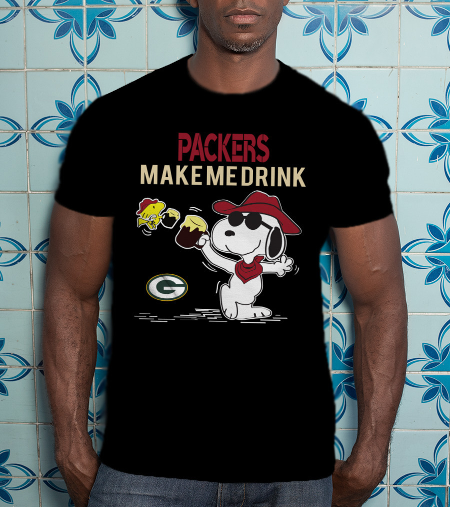 Snoopy With Beer Packers Make Me Drink Green Bay Packers T-Shirt