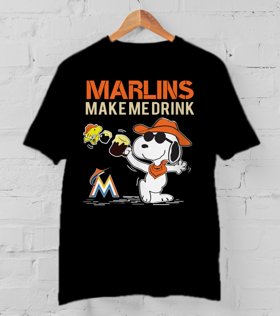 Marlins Make Me Drink Snoopy Miami Marlins Fans T-Shirt