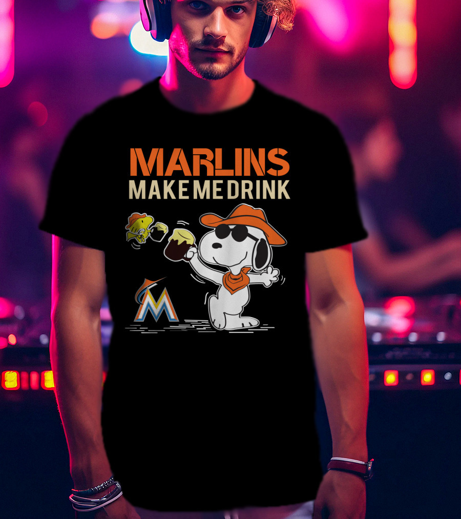 Marlins Make Me Drink Snoopy Miami Marlins Fans T-Shirt