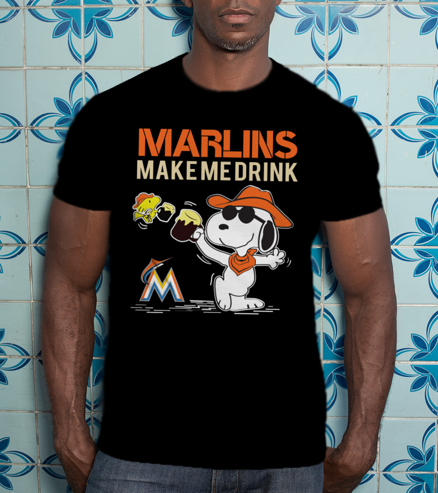 Marlins Make Me Drink Snoopy Miami Marlins Fans T-Shirt
