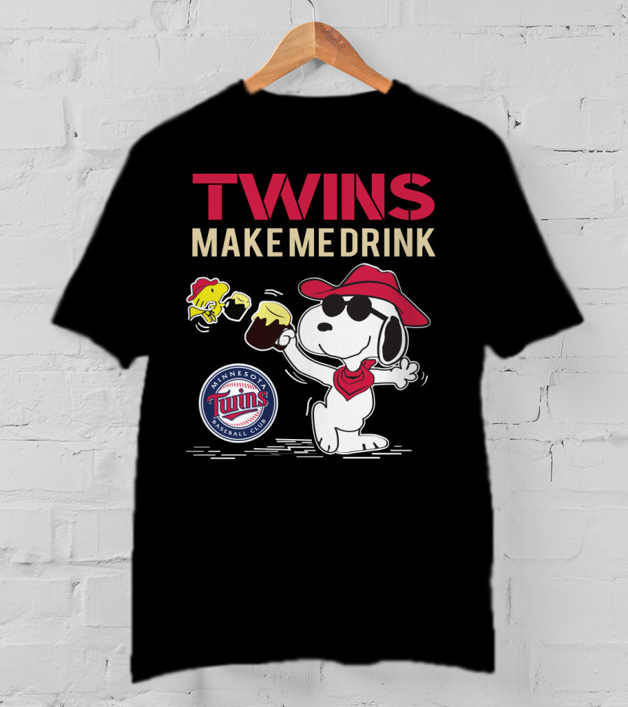 Snoopy Twins Make Me Drink Minnesota Baseball Club Fans T-Shirt