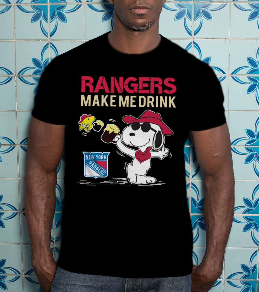 Snoopy New York Rangers Make Me Drink Shirt Fans Beer Cheers Hockey T-Shirt