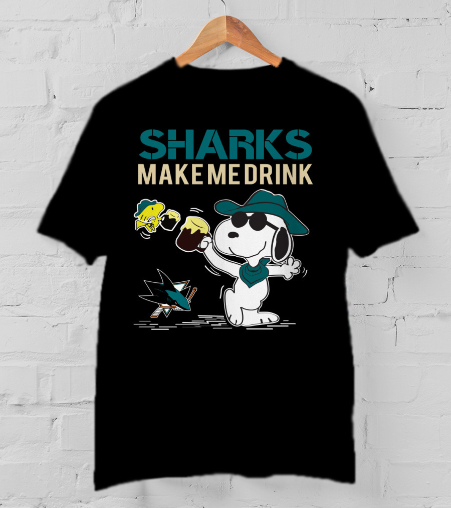 Snoopy Sharks Make Me Drink San Jose Sharks Fans T-Shirt
