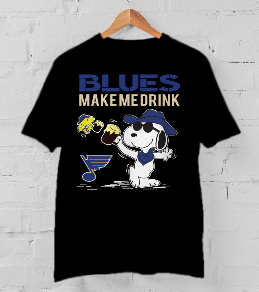 Snoopy Blues Make Me Drink St. Louis Fans Sports T-Shirt