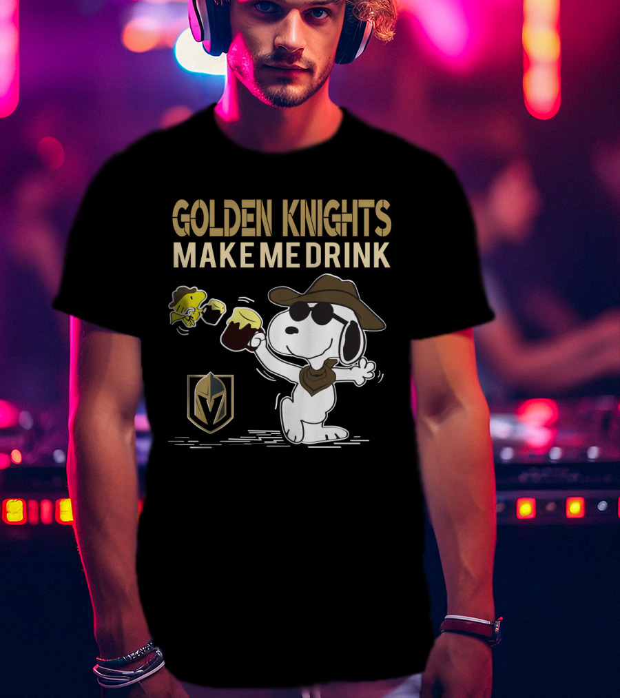 Snoopy Golden Knights Make Me Drink Vegas Fans Peanuts Beer Mug Fashion T-Shirt